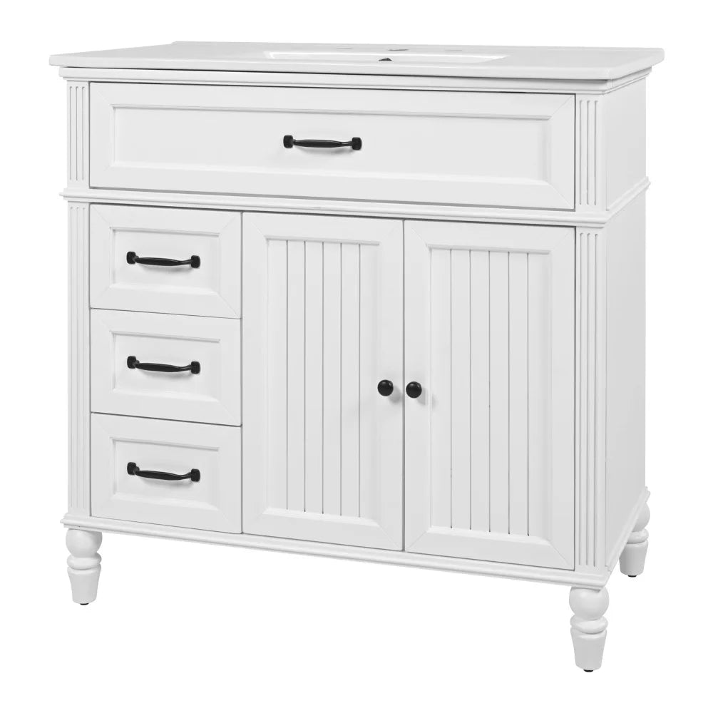 LWO Bathroom Vanity With Ceramic Sink And MDF Cabinet Drawers