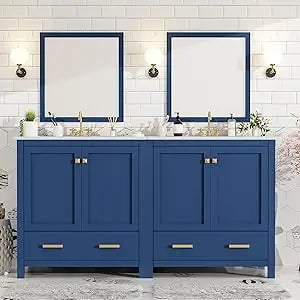RBXC Solid Wood Double Sink Bathroom Vanity Cabinet With Storage The Pet & Home Store