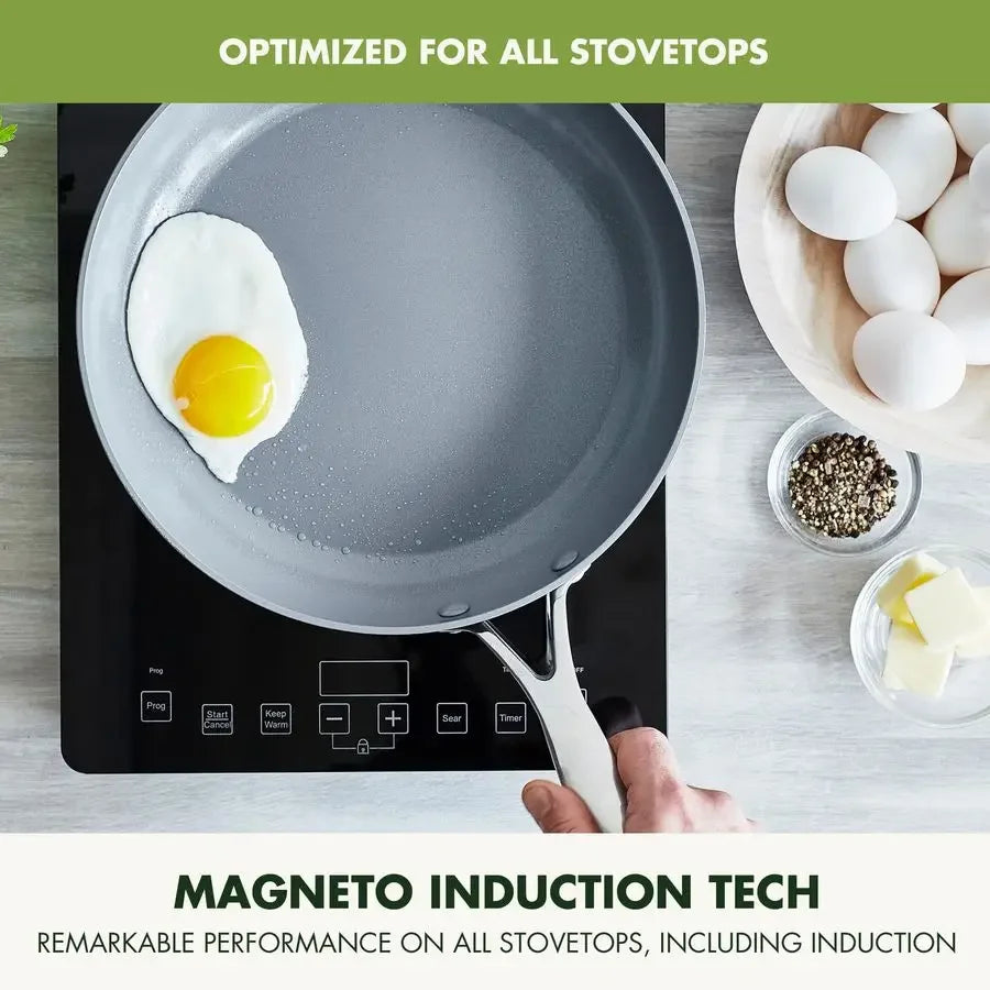 Valencia Pro Ceramic Nonstick 16 Piece Cookware Set Induction Ready