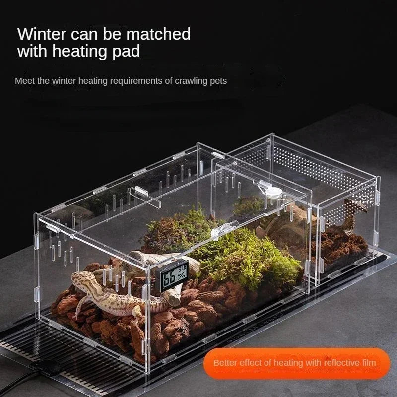 Acrylic Reptile Breeding Box Terrarium Enclosure Transparent
