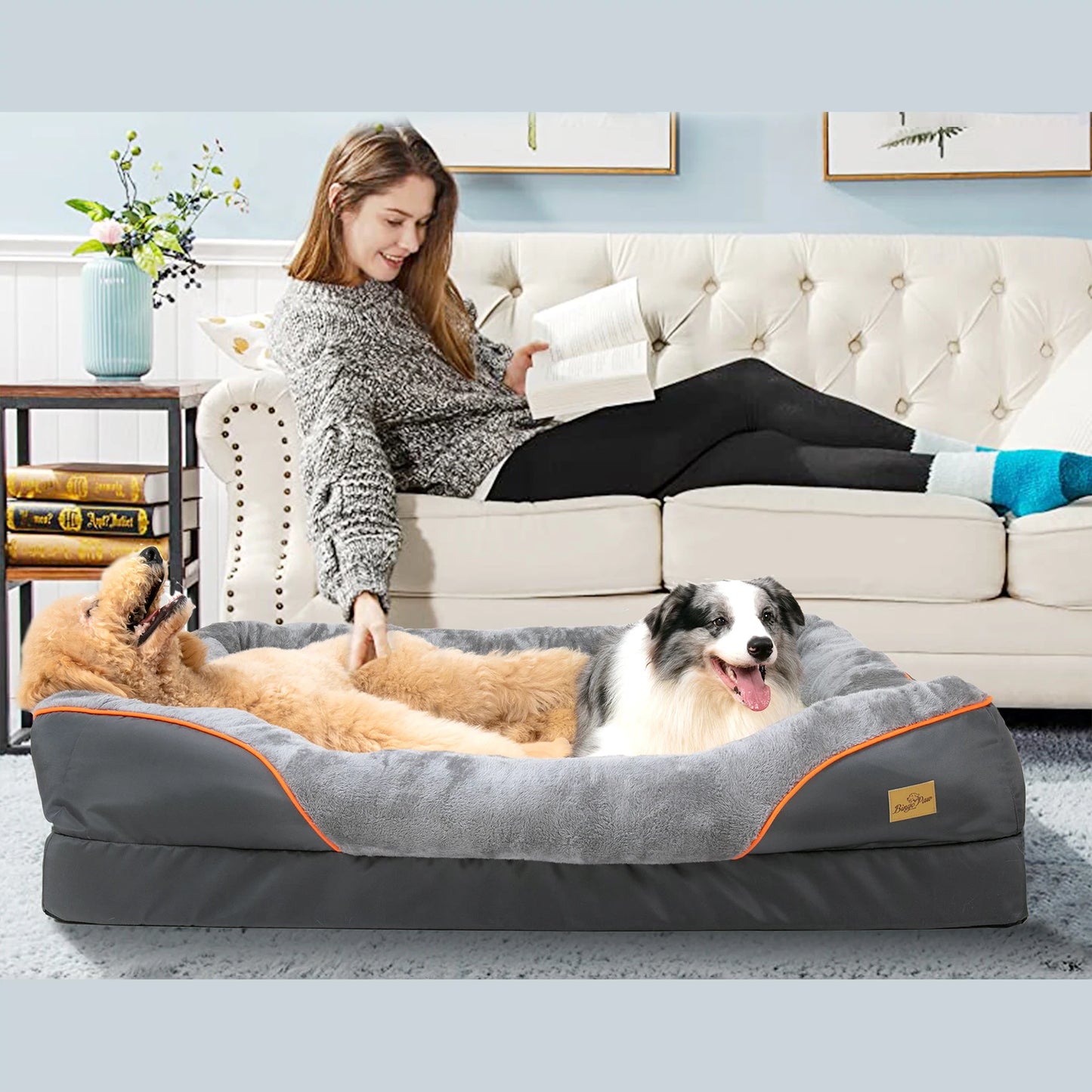 BINGOPAW Large Dog Bed With Removable Washable Cover