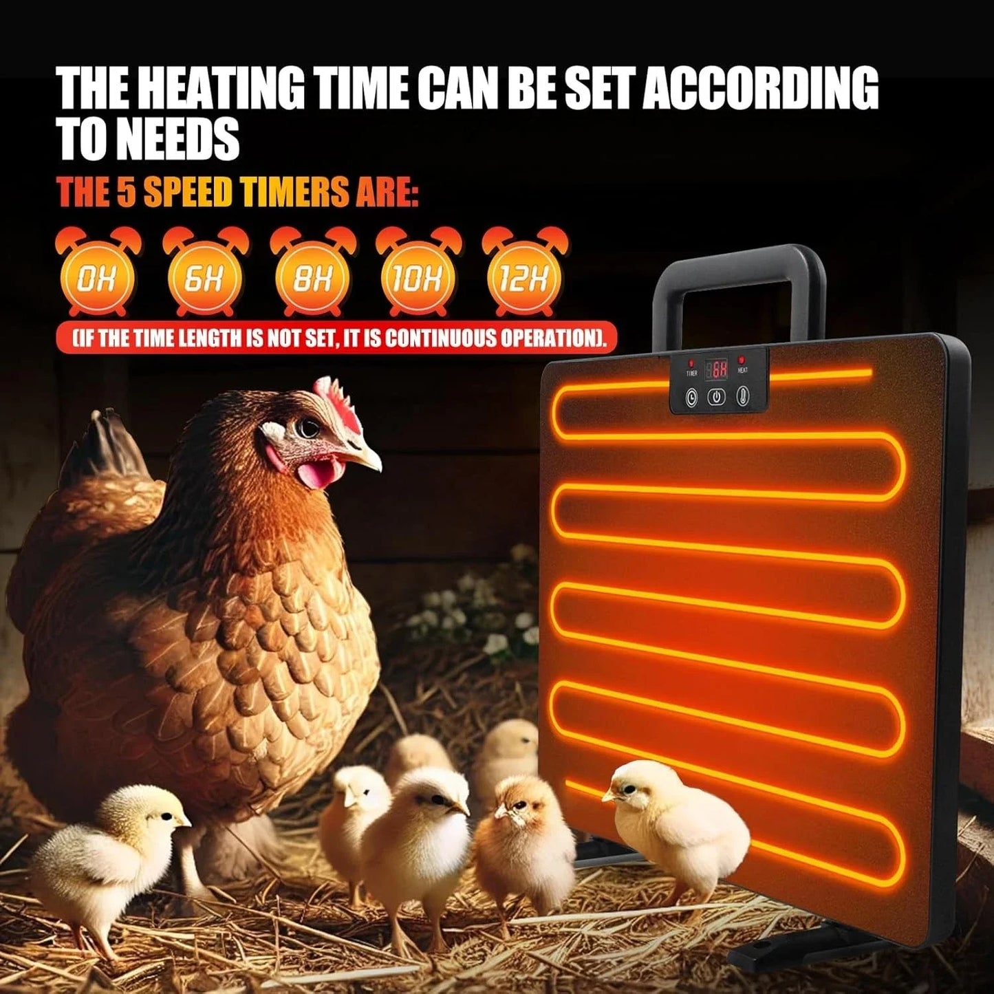 Chicken Coop Thermostatic Heater Panel With Adjustable Temperature