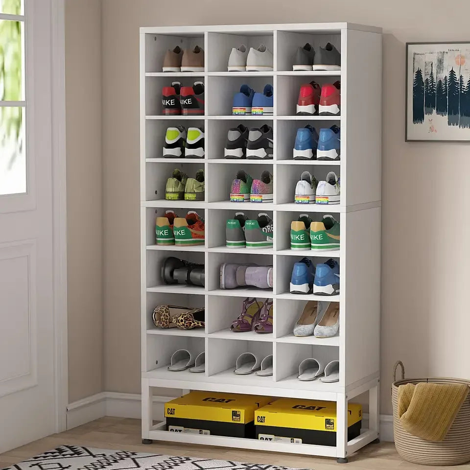 Tribesigns Wooden Shoe Cabinet Eight Tier Display Shelf