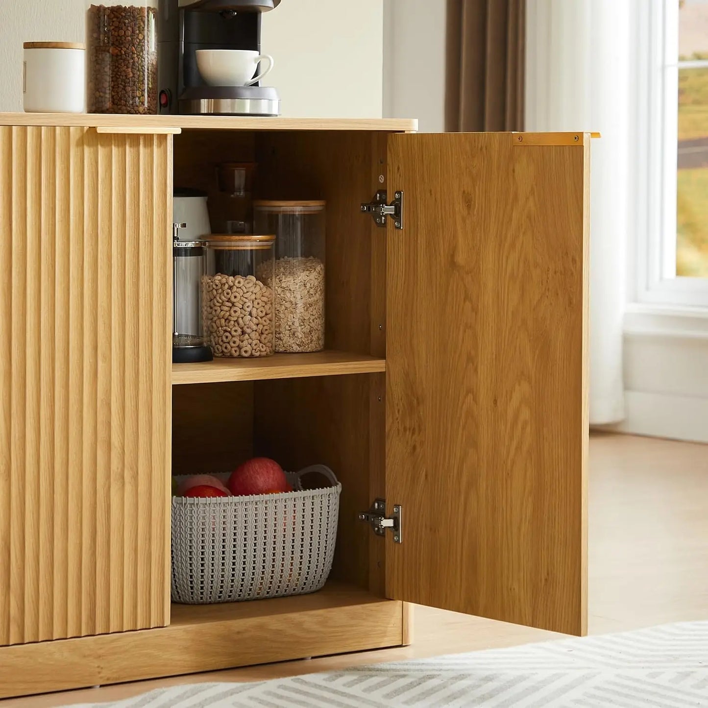 Modern TV Stand Console Cabinet With Doors And Entertainment Center