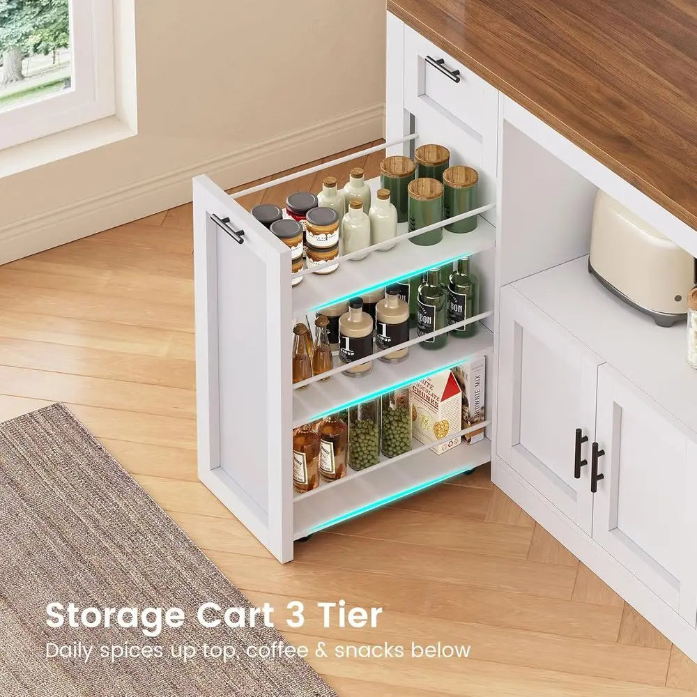 LED Pantry Cabinet With Charging Dock And Kitchen Microwave Stand The Pet & Home Store