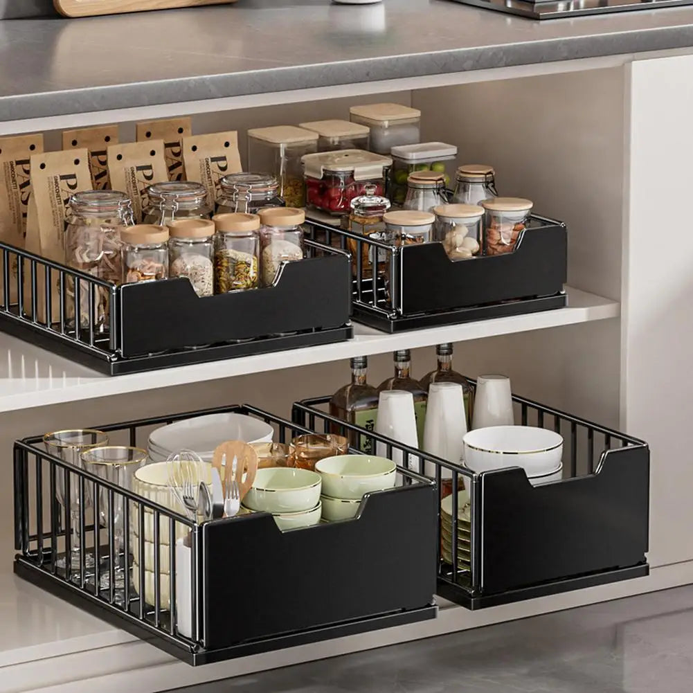 TWISTER.CK Pull Out Cabinet Organizer Carbon Steel Foldable Drawers