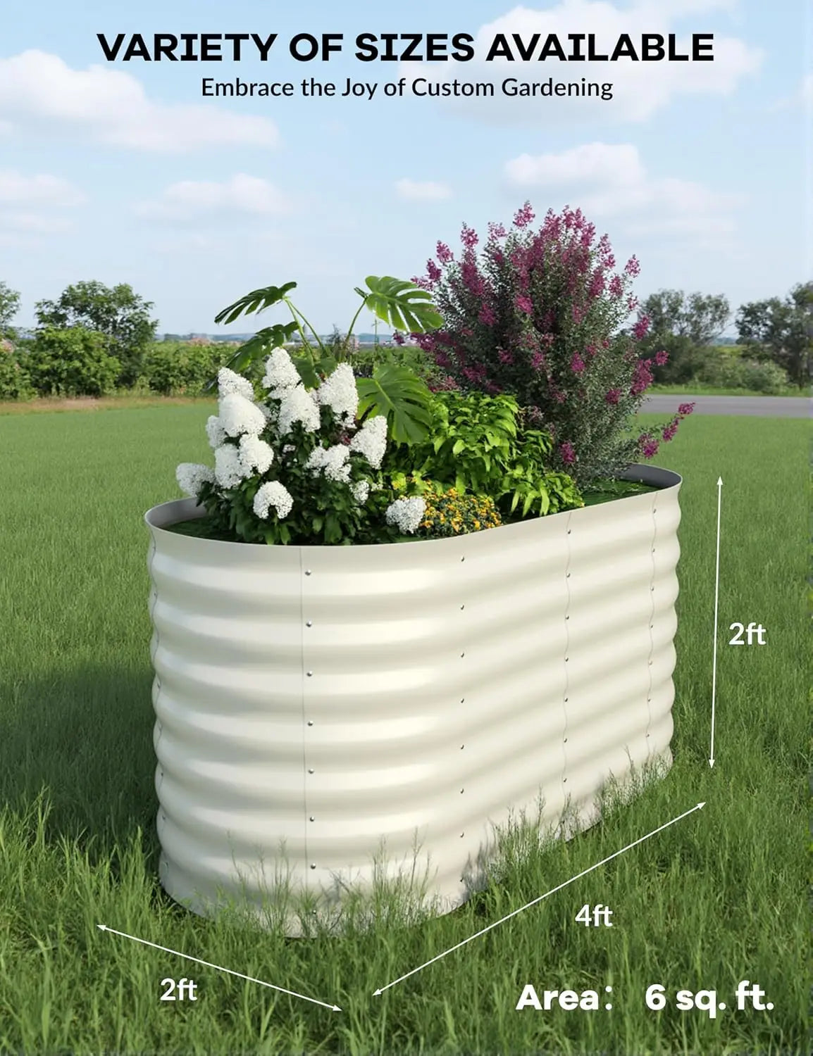 TWISTER.CK Galvanized Raised Garden Bed Kit Outdoor Planter Box Open Bottom