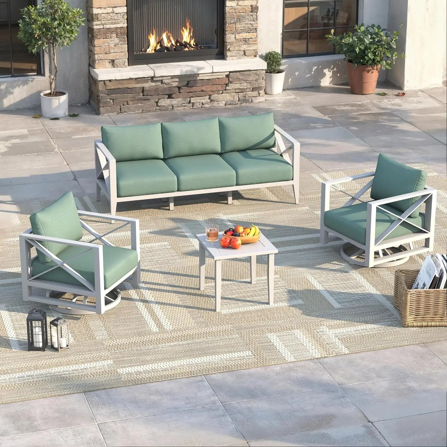 XIAOLANG Aluminum Outdoor Patio Furniture Set With Swivel Chairs
