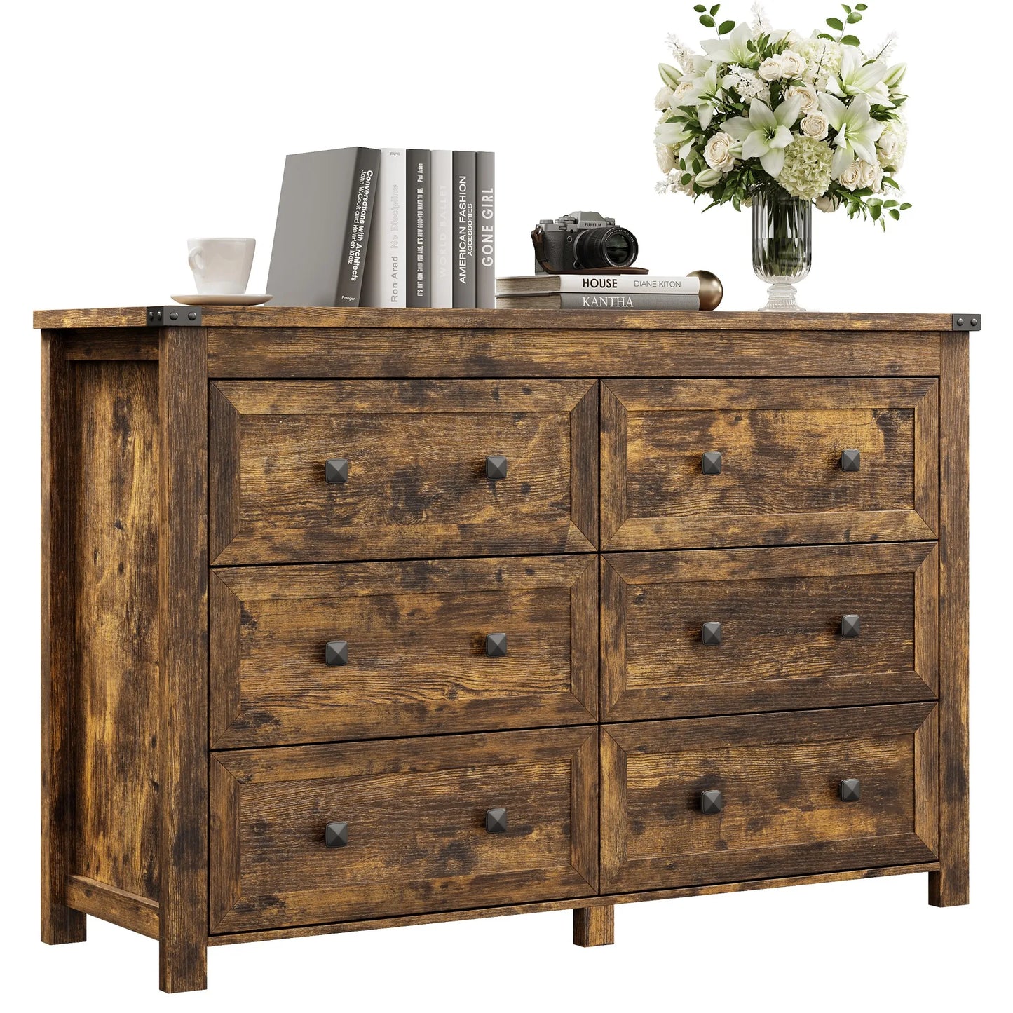 Wood 6 Drawer Dresser With Ample Wardrobe Style Bedroom Storage