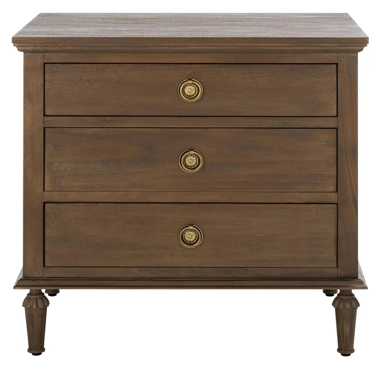 Lisabet 3 Drawer Wood Nightstand Minimalist Fully Assembled