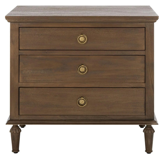Lisabet 3 Drawer Wood Nightstand Minimalist Fully Assembled