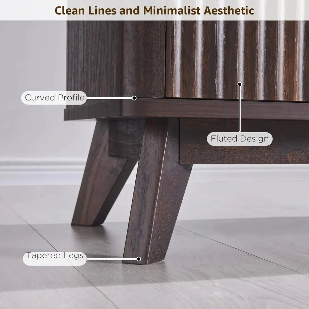 Guangbai Mid Century Modern Fluted TV Stand Entertainment Center