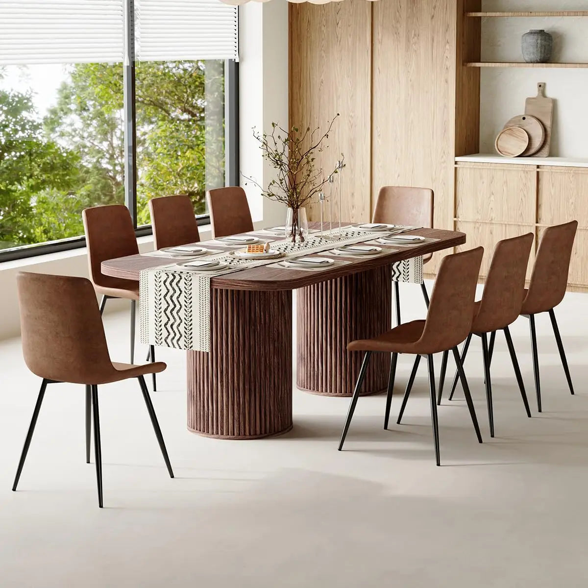 79" Dining Table Set for 8,Large Rectangular Dining Table Set for 8 with Cushioned Chairs,Modern Mid-Century Wood, Custom