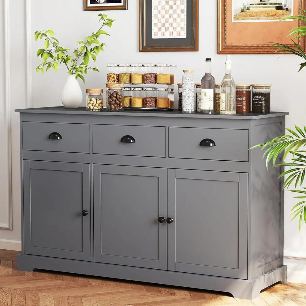 Sideboard Buet Server Storage Cabinet ole Table Home Kitchen Dining Room urniture Entryway Cupboard with 2 Cabiand 3 Ders Adjust