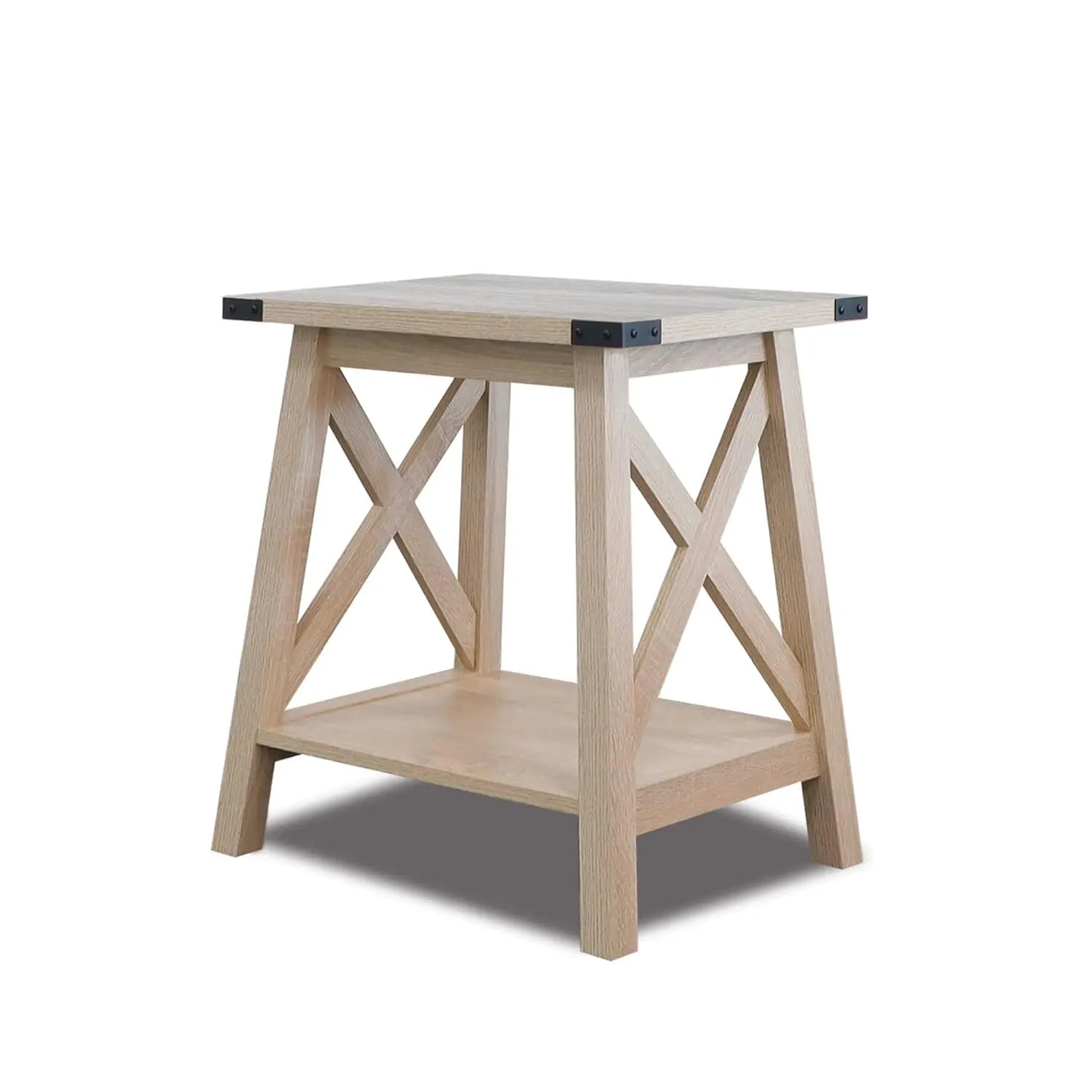 End Table For Living Room Wood Nightstand With Two-Tier Storage