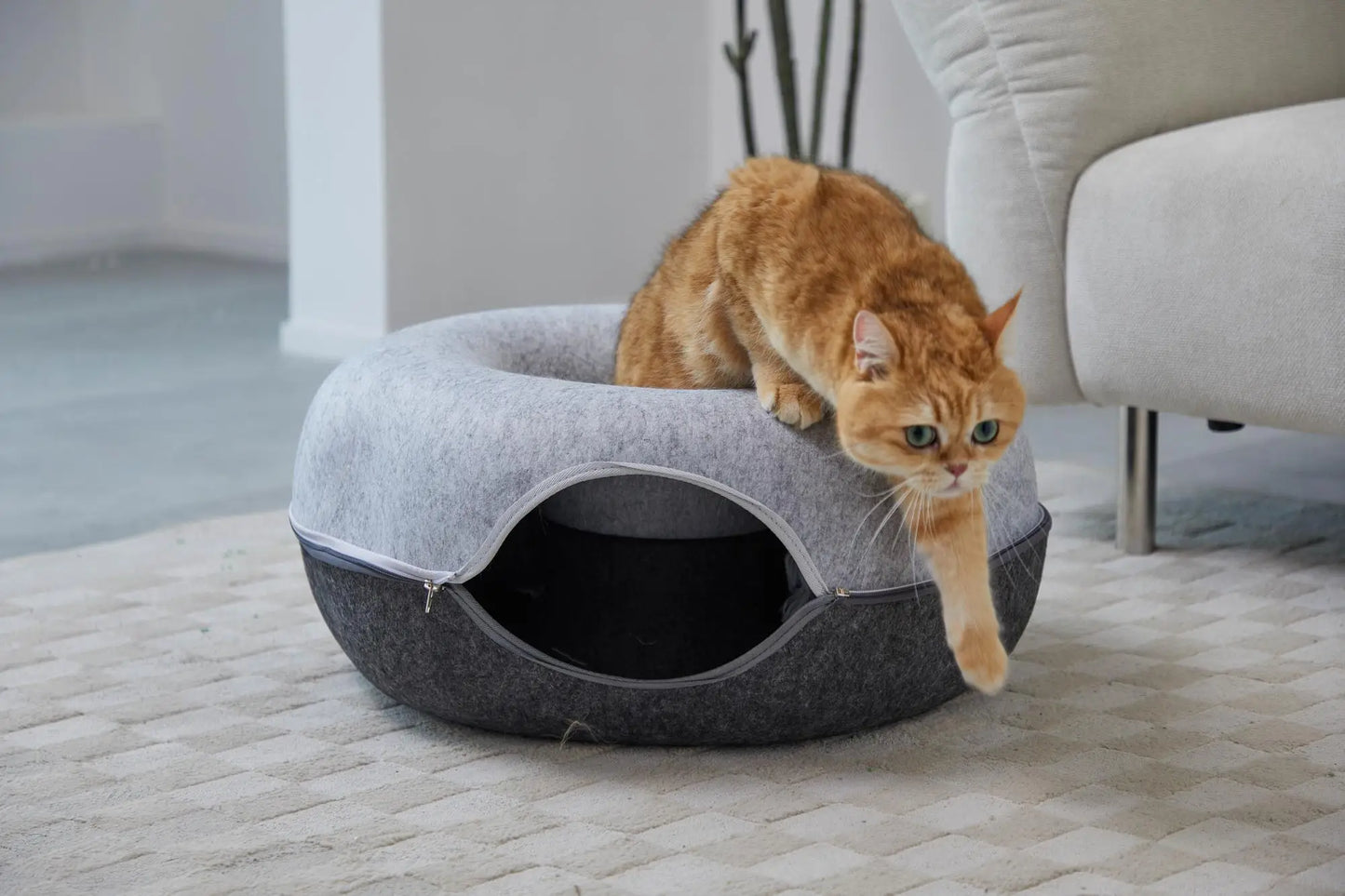 Hexagon Duplex Cat Tunnel Bed Cave For Multiple Cats