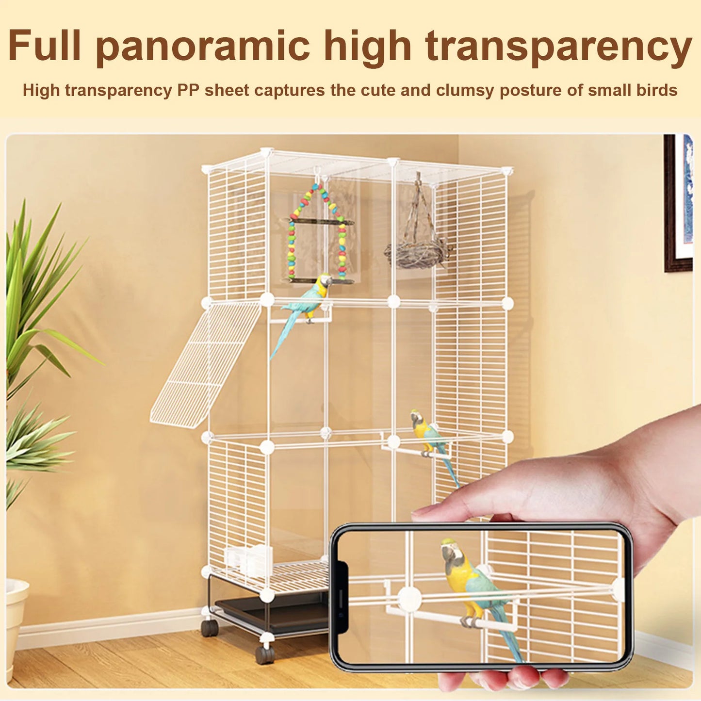 Large Bird Cage With Breeding Box And Removable Tray Aviary