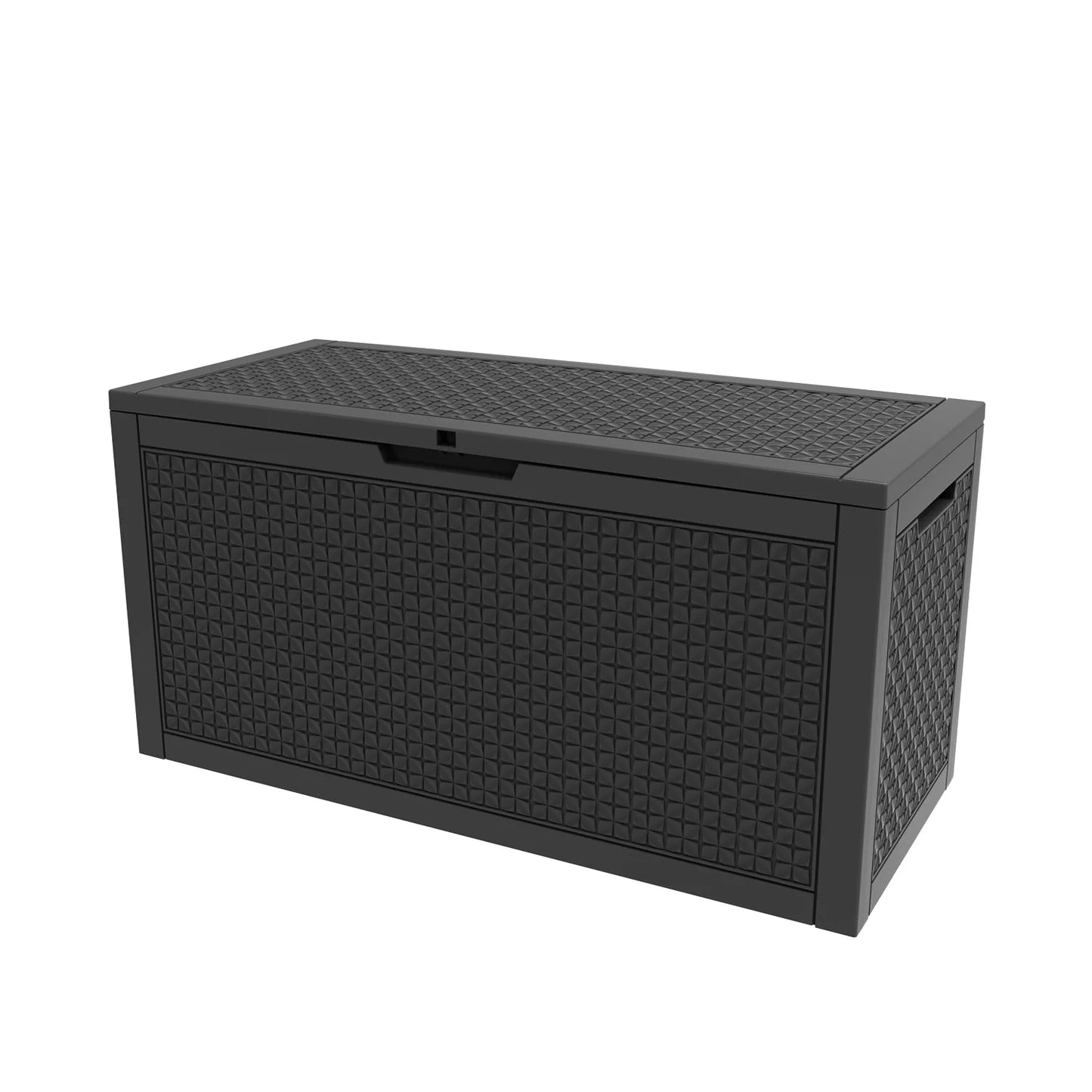 100 Gallon Resin Deck Box, Lockable Patio Outdoor Storage Box for Furniture, Garden Tools and Tools Storage, Waterproof Outside