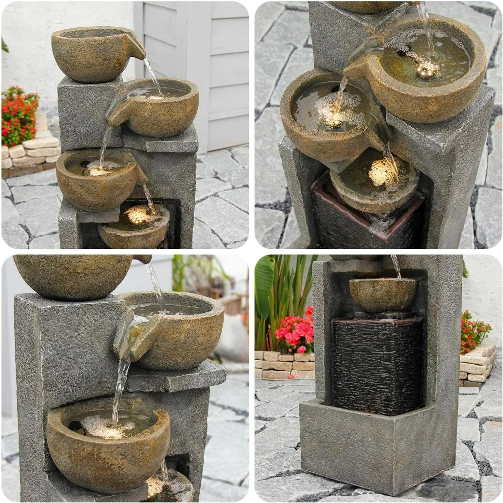 YZM 5-Tier Outdoor Water Fountain Garden Cascading Led Lights