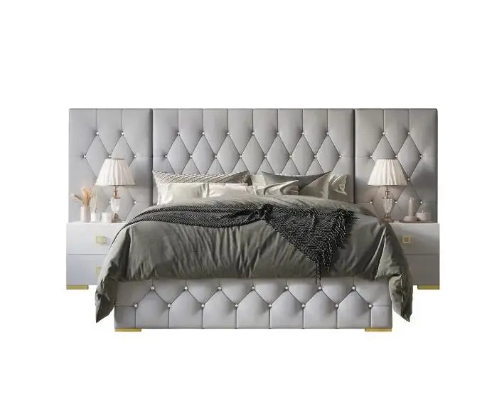 Luxurious Velvet Tufted Platform Bed with Wall Panels-King The Pet & Home Store