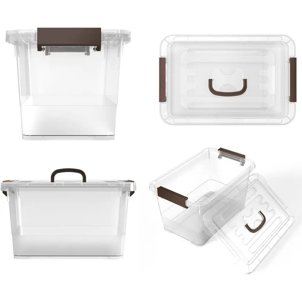 Plastic Stackable Storage Box With Handle And Lid Multi Pose