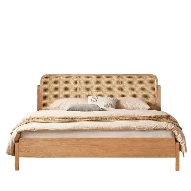 Fluffy Rattan Bed Set for Modern Bedroom Furniture