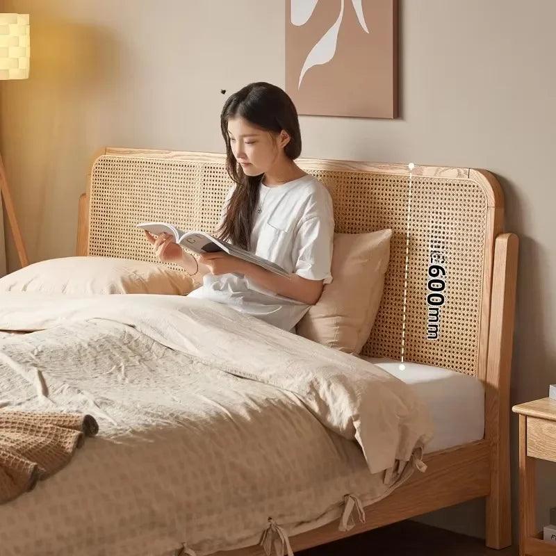 Fluffy Rattan Bed Set for Modern Bedroom Furniture