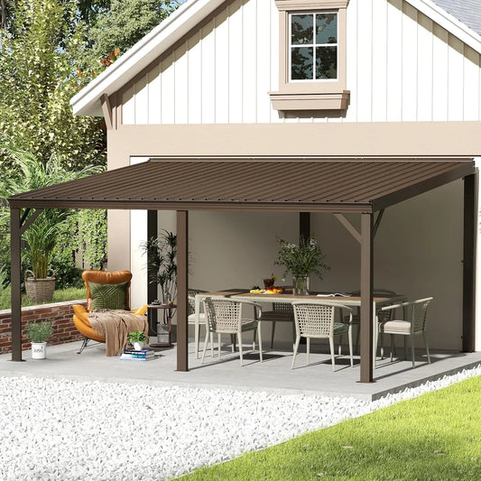 Wall Mounted Lean To Gazebo Pergola With Galvanized Steel Roof
