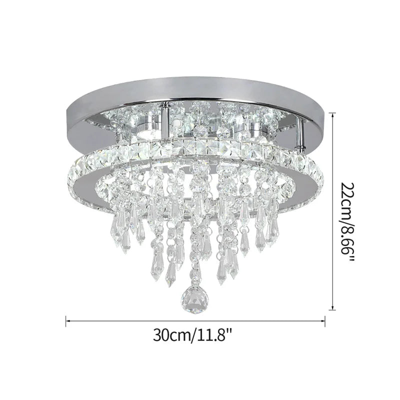 GreeLustr Crystal Chandelier Chrome LED Ceiling Light Fixture