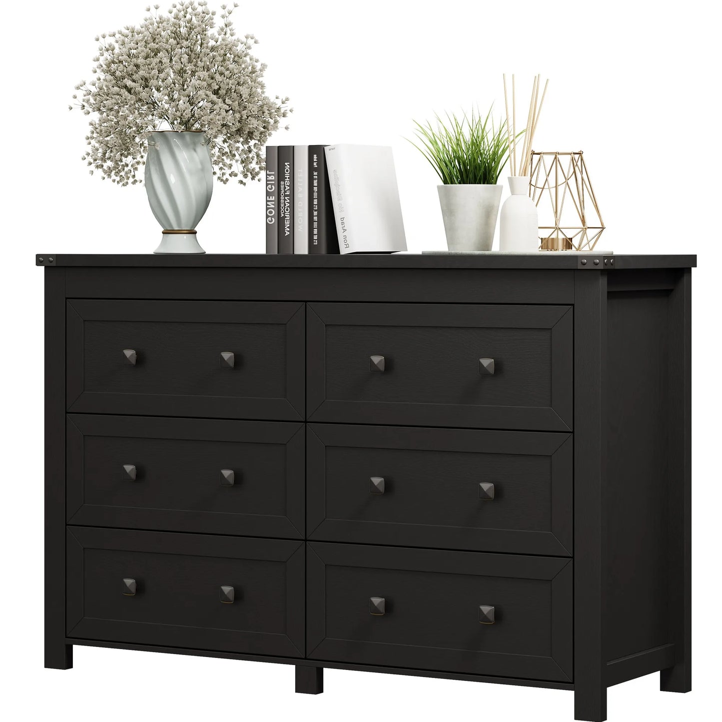 Wood 6 Drawer Dresser With Ample Wardrobe Style Bedroom Storage