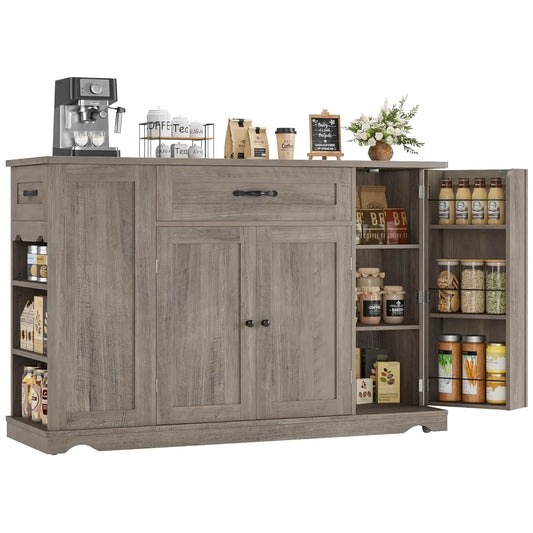 Rolling Kitchen Island Cart With Storage Drawers And Adjustable Shelves
