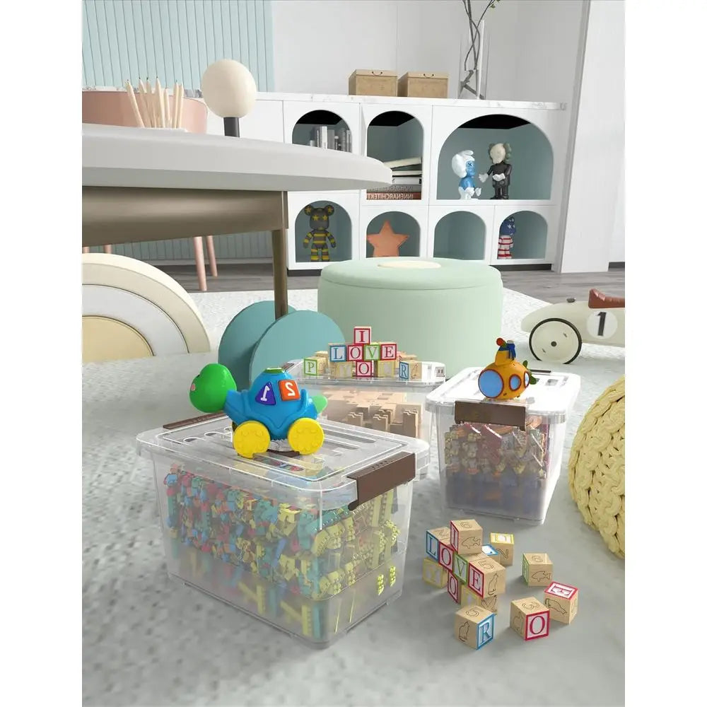 Plastic Stackable Storage Box With Handle And Lid Multi Pose