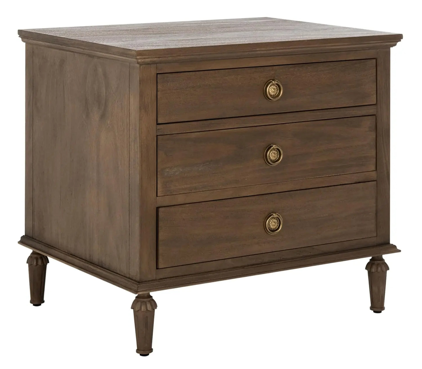 Lisabet 3 Drawer Wood Nightstand Minimalist Fully Assembled