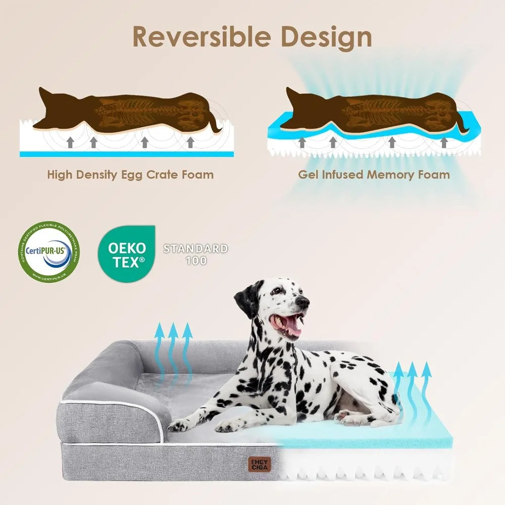 Orthopedic Dog Bed With Waterproof Memory Foam And Bolsters