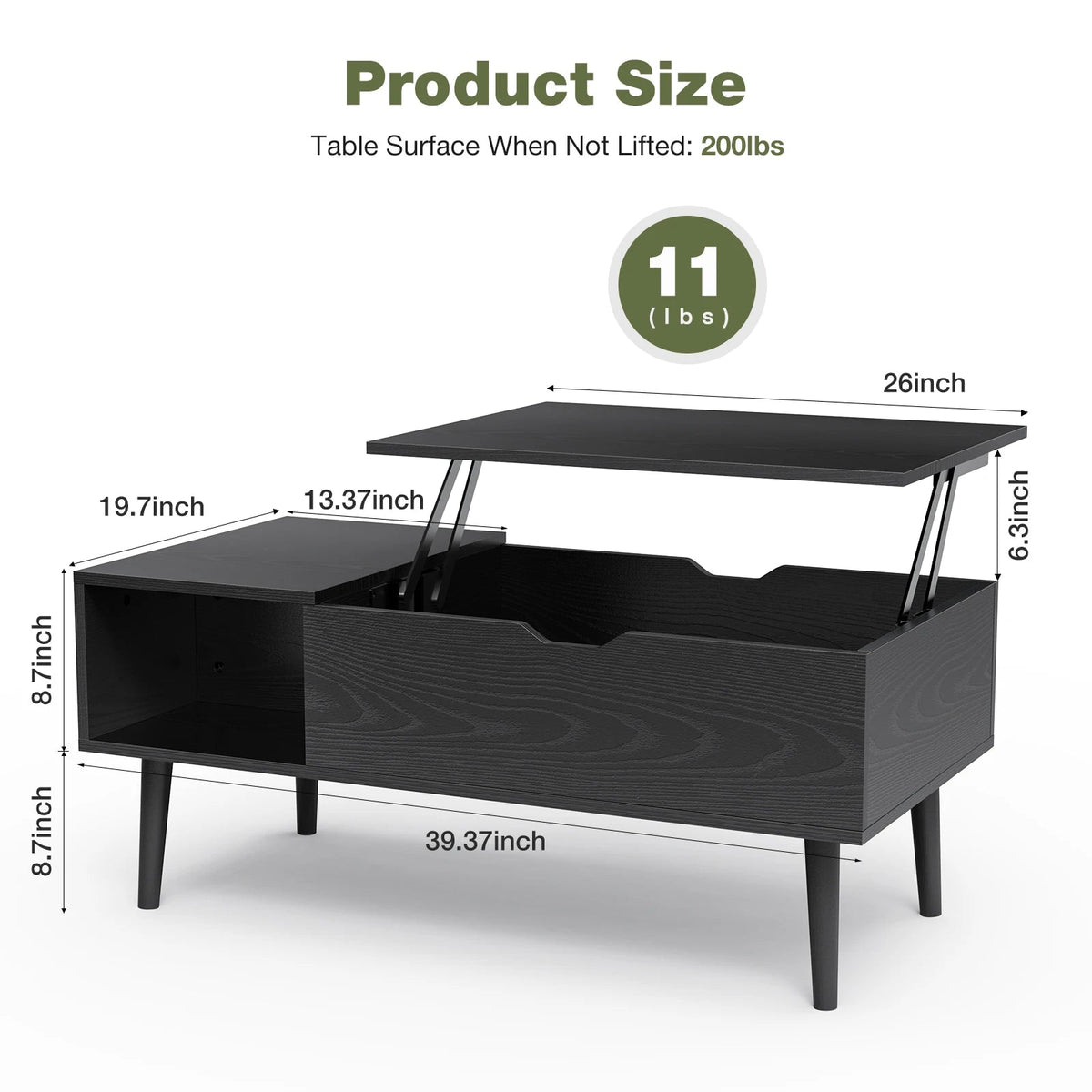 JHK Lift Top Coffee Table With Storage Shelf For Living Room The Pet & Home Store