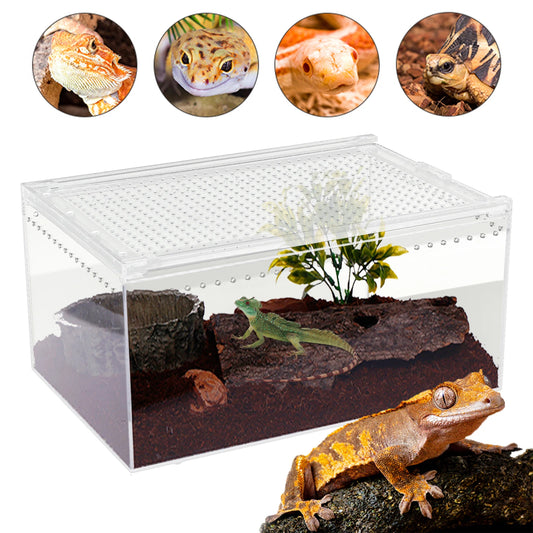 Bymaocar Clear Acrylic Reptile Terrarium With Magnetic Lock Ventilation