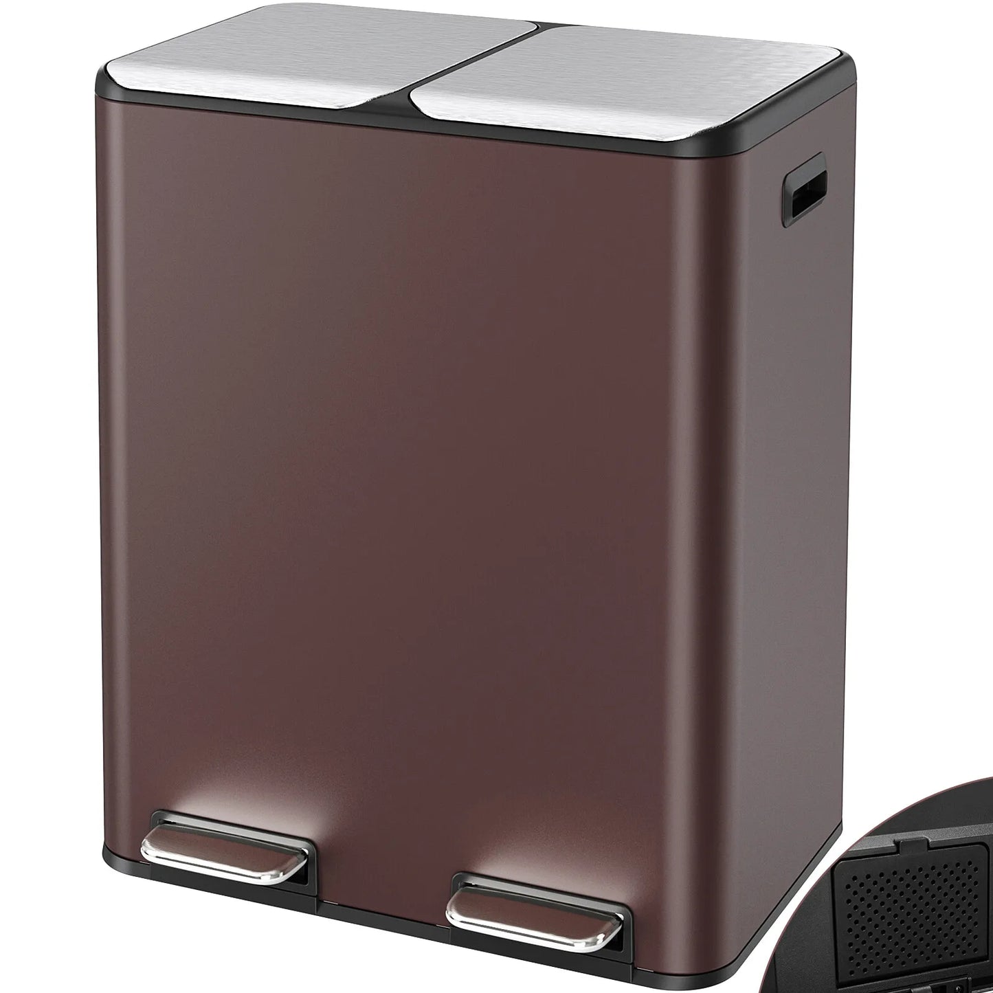 Unbranded Dual Kitchen Trash Can With Odor Control Compartments