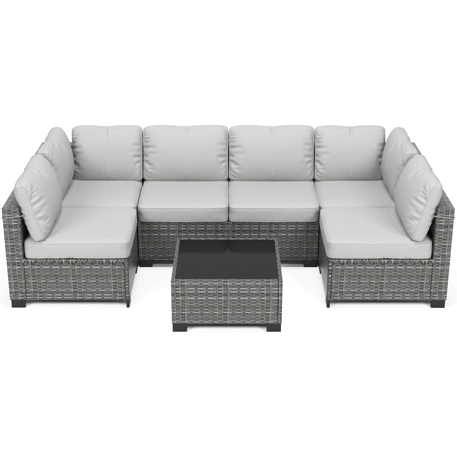 7-Piece Modular Outdoor Furniture Set, PE Rattan Wicker Sectional Modular Conversation Sofa Set, Perfect For Garden Balcony The Pet & Home Store