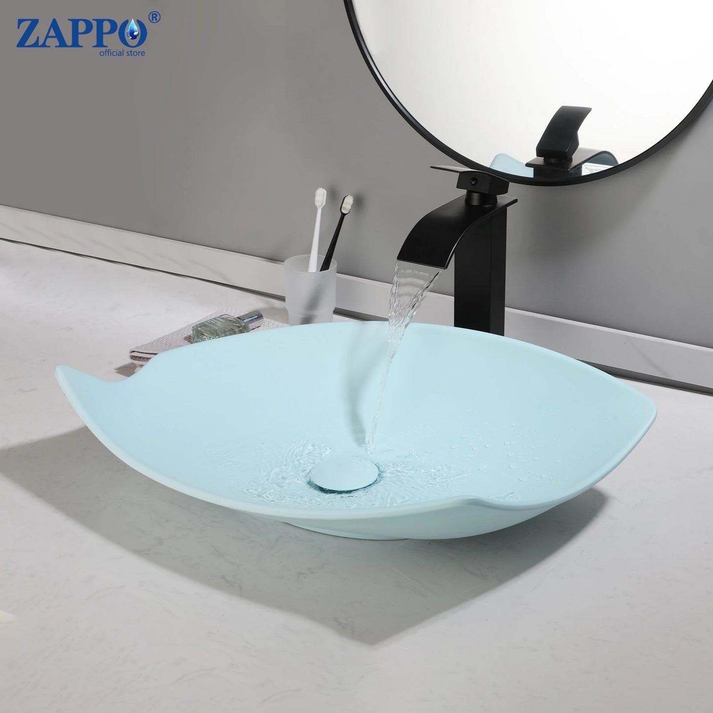 ZAPPO Commercial Bathroom Vessel Sink Large Vessel Sink Bowl With Faucet Above Counter Top Oval Bowl Sinks For Bathroom,Hotel