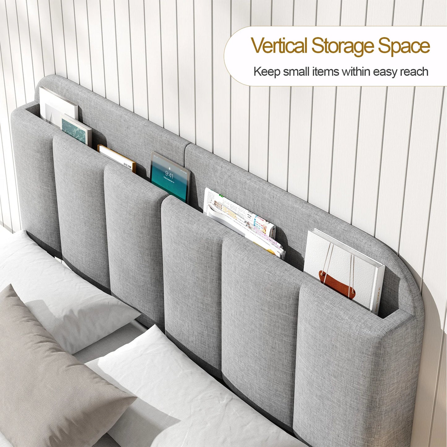 ONBRILL Adjustable Headboard With LED Light For Bed Frames