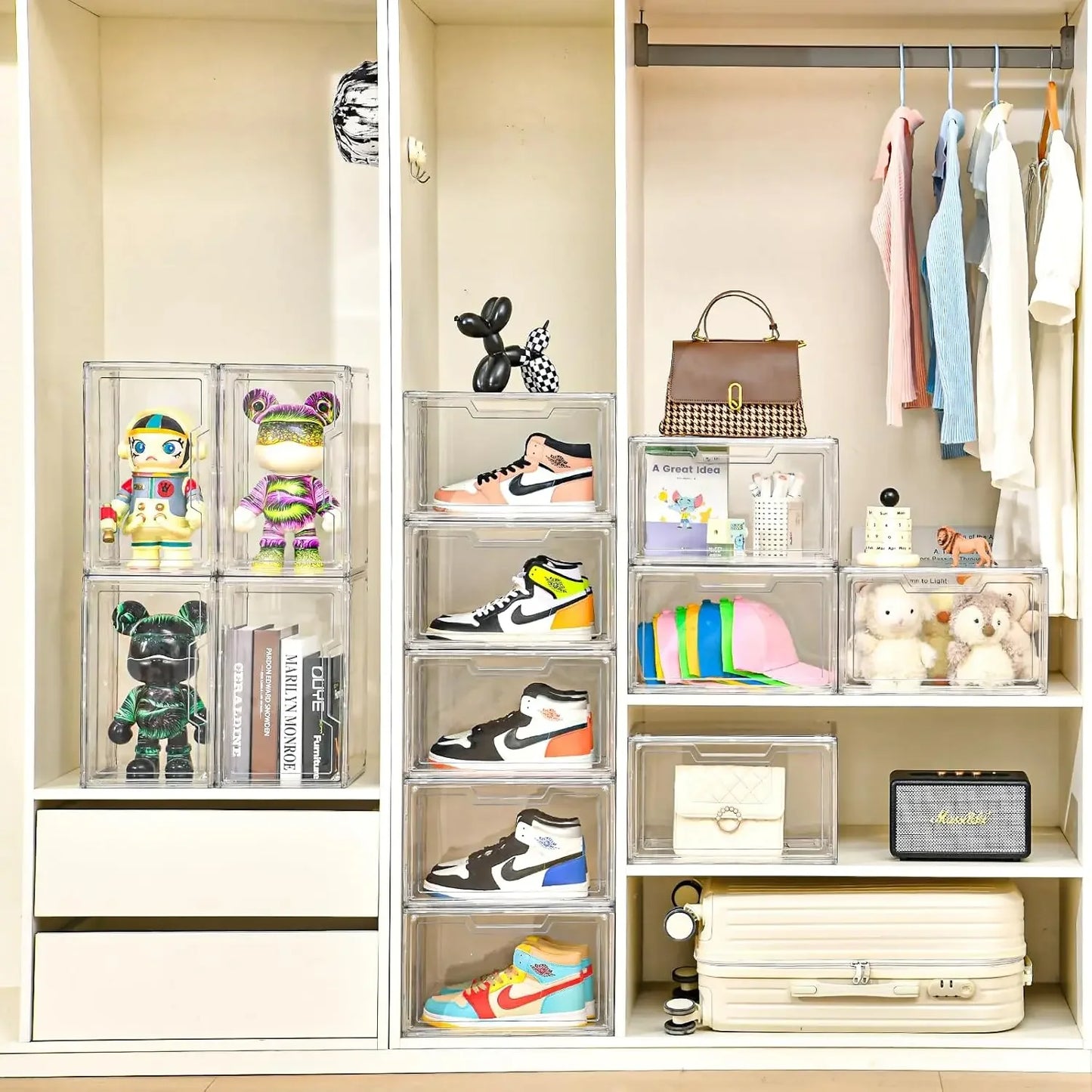 Magnetic Acrylic Clear Shoe Boxes 360 Degree Stackable Sneaker Display