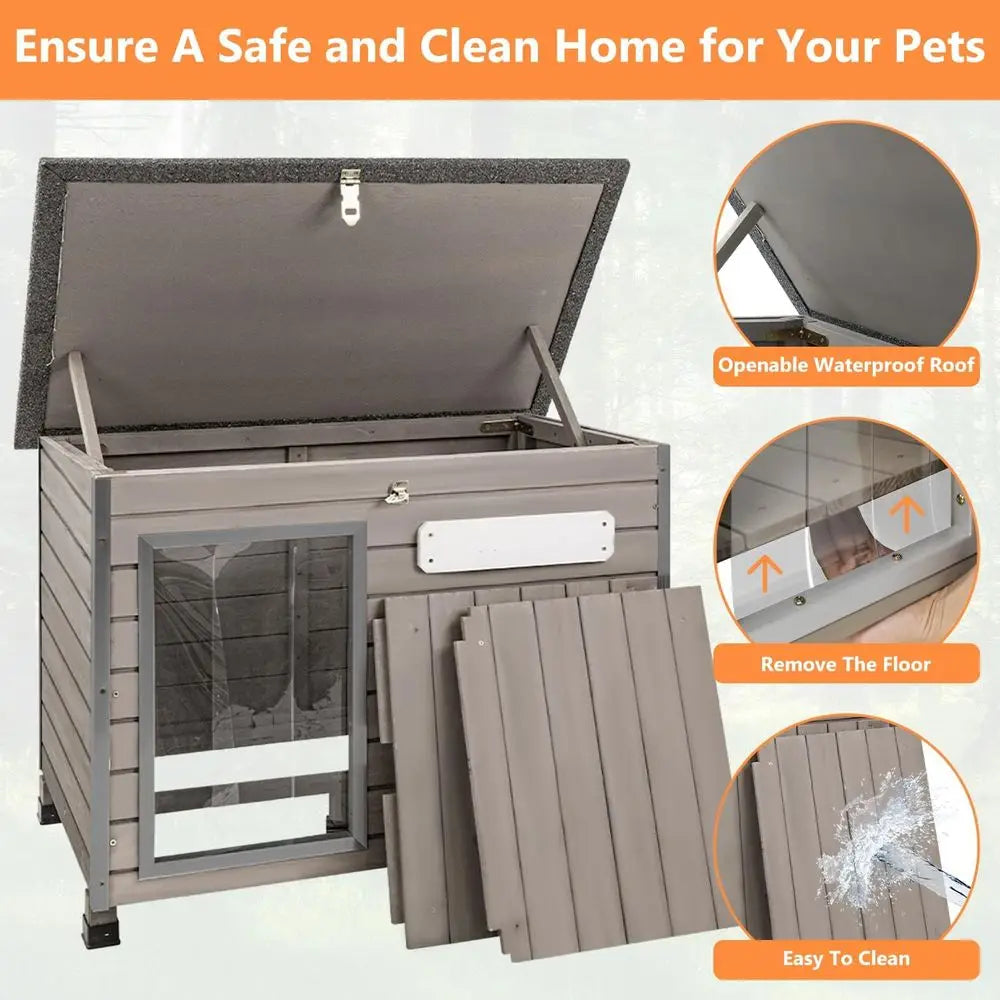 Dog House Outdoor & Indoor Anti-Chewing Iron e Dog Kennel Easy Clean and Assemble Openable Roo or Small to Medium Dog Breeds (32 The Pet & Home Store