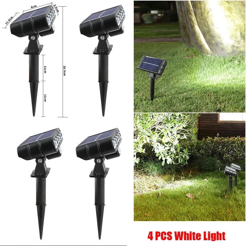 4 PACK Solar Outdoor Spotlights 1200mAh Lawn Flag Lights Landscape LED Ground Lights Walkway Driveway Landscape Camping Li-ion 18650 battery Gardens Trees And Courtyards Pathway Lights Lamp The Pet & Home Store