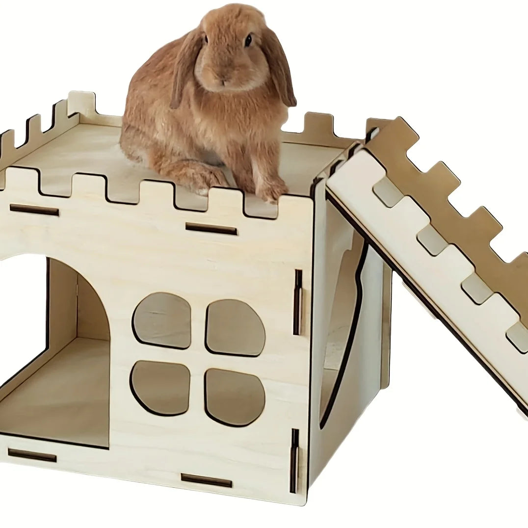 Wooden Detachable Rabbit Castle Hideaway for Guinea Pigs