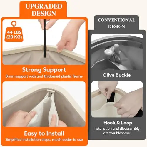 Foldable Laundry Hamper With Hinged Lid And Three Removable Liners