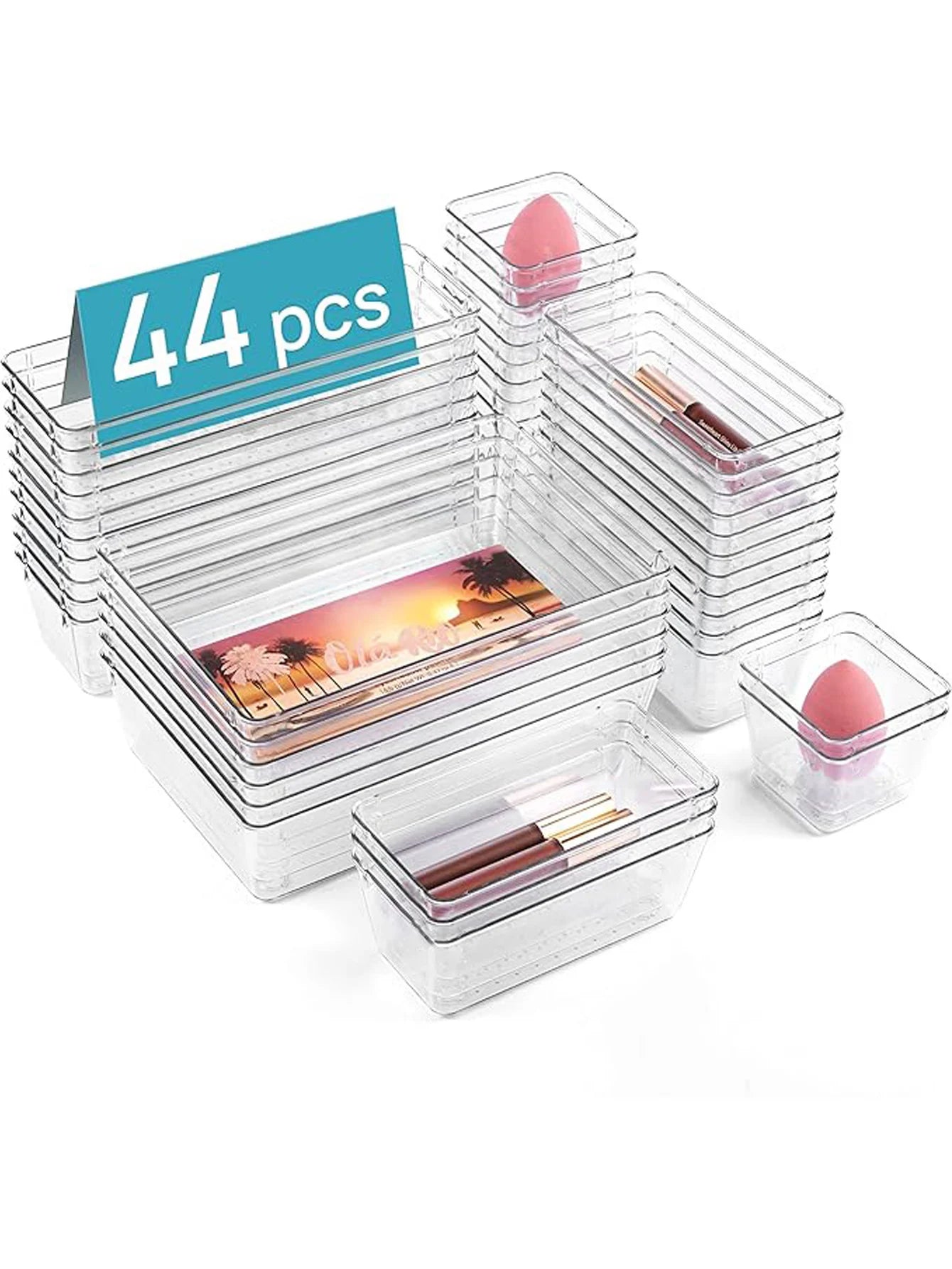 Transparent Plastic Drawer Organizer Set With Dividers