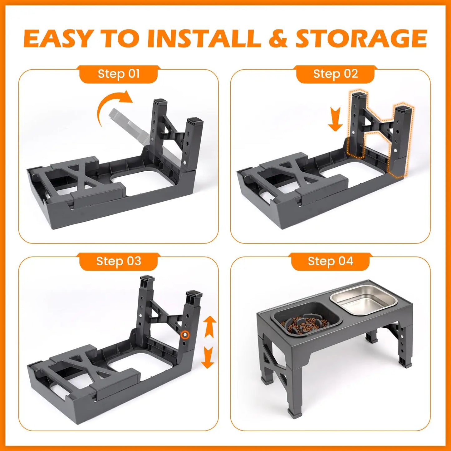 Elevated Slow Feeder Dog Bowls With Foldable Stand Non Slip