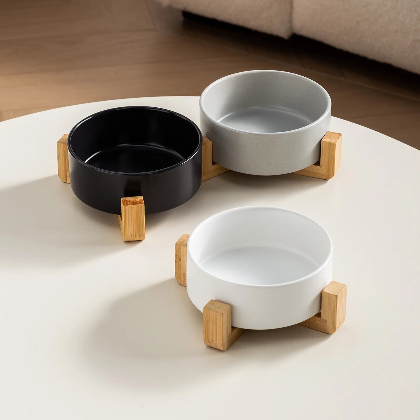 Elevated Double Pet Bowl Feeder For Cats And Dogs Ceramic