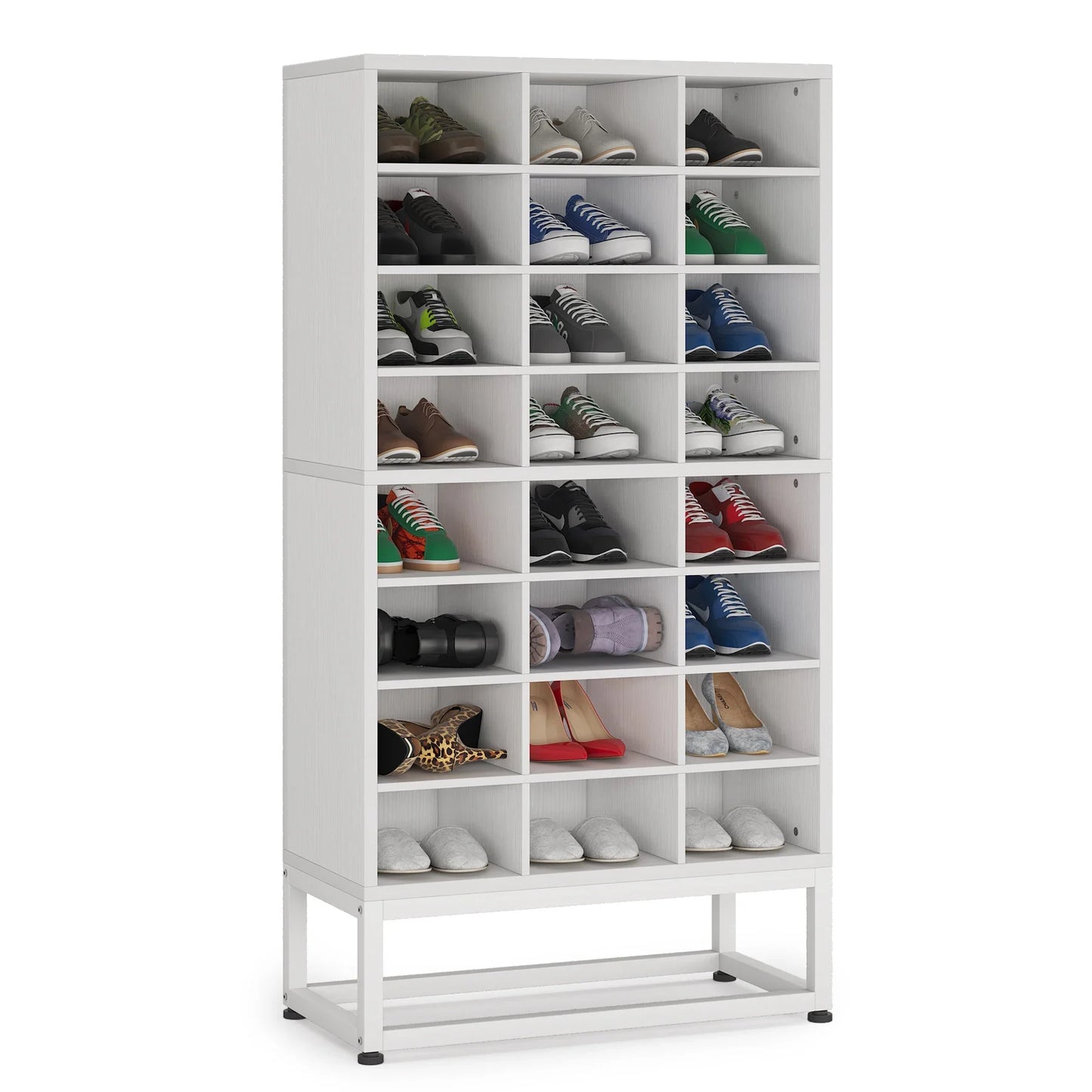 Tribesigns Wooden Shoe Cabinet Eight Tier Display Shelf