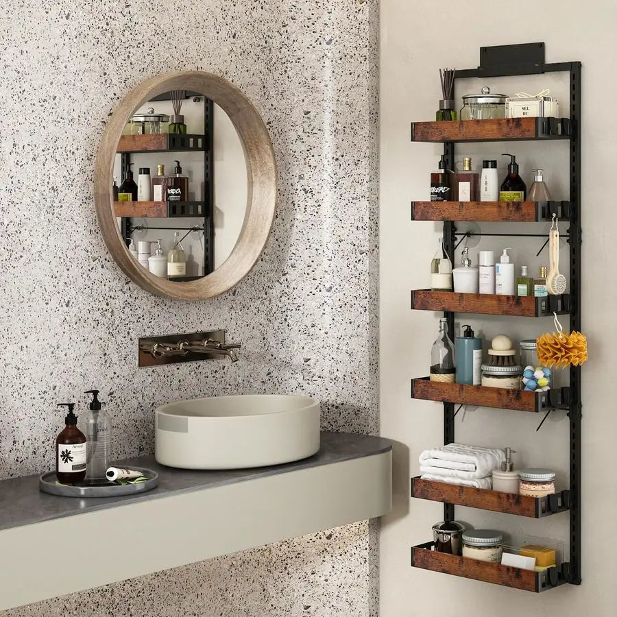 Over The Door Pantry Organizer 6-Tier Wooden Basket Storage
